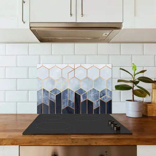Hexagon - Gold - Luxe - Patronen keuken achterwand spatscherm klein -sfeer2