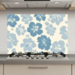 Hibiscusbloemen - Blauw - Patroon - Tropisch keuken achterwand spatscherm klein -3d_website
