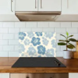 Hibiscusbloemen - Blauw - Patroon - Tropisch keuken achterwand spatscherm klein -sfeer2