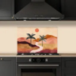 Heuvels - Palmbomen - Abstract keuken achterwand spatscherm klein -sfeer1