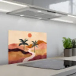 Heuvels - Palmbomen - Abstract keuken achterwand spatscherm klein -3d_schuin