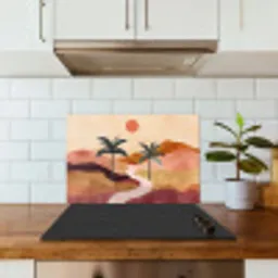 Heuvels - Palmbomen - Abstract keuken achterwand spatscherm klein -sfeer2