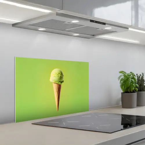 Hoorntje - Schepijs - Groen keuken achterwand spatscherm klein -3d_schuin