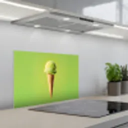 Hoorntje - Schepijs - Groen keuken achterwand spatscherm klein -3d_schuin
