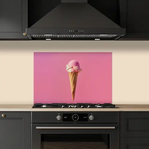 Hoorntje - Schepijs - Roze keuken achterwand spatscherm klein -sfeer1