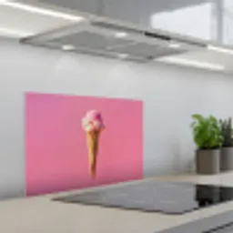Hoorntje - Schepijs - Roze keuken achterwand spatscherm klein -3d_schuin