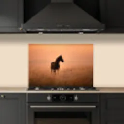 Paard - Grasveld - Zonsondergang keuken achterwand spatscherm klein -sfeer1
