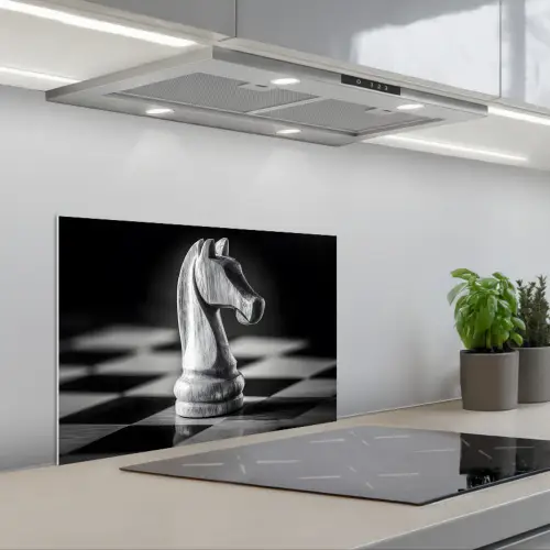 Paard - Hout - Schaalbord - Zwart keuken achterwand spatscherm klein -3d_schuin