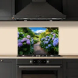 Hortsensia - Pad - Bloemen keuken achterwand spatscherm klein -sfeer1