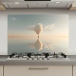 Luchtballon - Wolken - Water - Blauw keuken achterwand spatscherm klein -3d_website