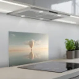 Luchtballon - Wolken - Water - Blauw keuken achterwand spatscherm klein -3d_schuin