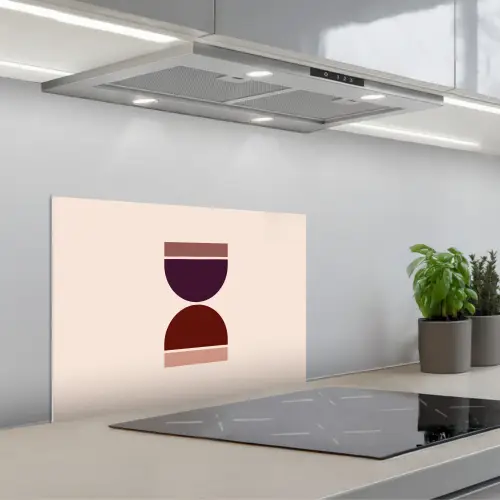 Zandloper - Symmetrisch - Rood - Paars keuken achterwand spatscherm klein -3d_schuin