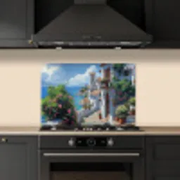 Huizen - Zee - Bomen - Bloemen keuken achterwand spatscherm klein -sfeer1