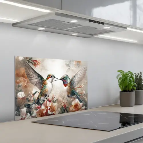Kolibrie - Vogels - Bloemen - Natuur keuken achterwand spatscherm klein -3d_schuin