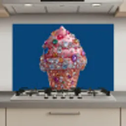 Ijsje - Hoorntje - Steentjes - Blauw keuken achterwand spatscherm klein -3d_website