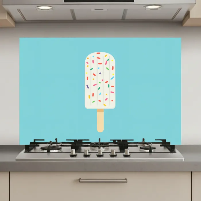 Ijsje - Stokje - Sprinkles - Lichtblauw keuken achterwand spatscherm klein -3d_website