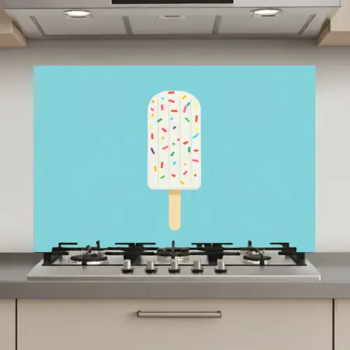 Ijsje - Stokje - Sprinkles - Lichtblauw keuken achterwand spatscherm klein -3d_website