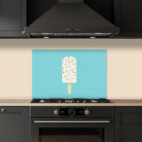 Ijsje - Stokje - Sprinkles - Lichtblauw keuken achterwand spatscherm klein -sfeer1