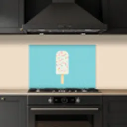 Ijsje - Stokje - Sprinkles - Lichtblauw keuken achterwand spatscherm klein -sfeer1