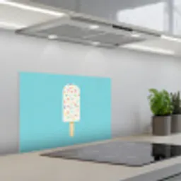 Ijsje - Stokje - Sprinkles - Lichtblauw keuken achterwand spatscherm klein -3d_schuin