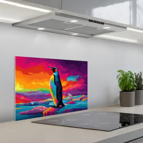 Ijsschots - Pinguïn - Abstract - Lucht keuken achterwand spatscherm klein -3d_schuin