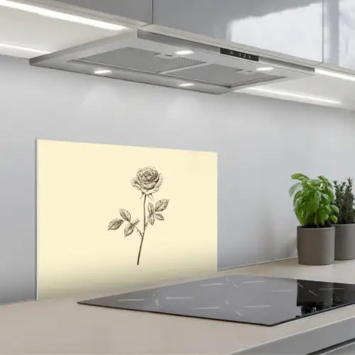Illustratie - Zwart - Roos keuken achterwand spatscherm klein -3d_schuin