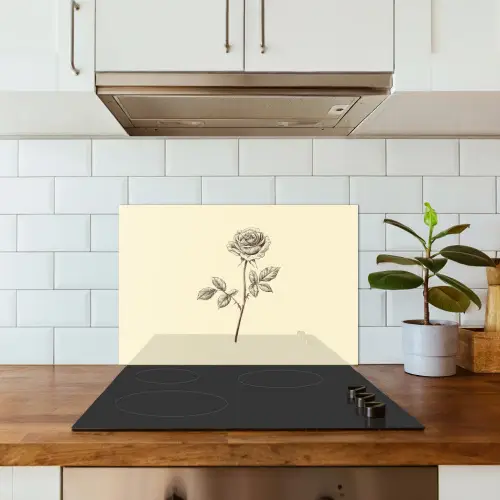 Illustratie - Zwart - Roos keuken achterwand spatscherm klein -sfeer2