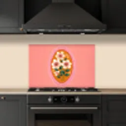 Illustratie - Bloemen - Rand - Roze keuken achterwand spatscherm klein -sfeer1