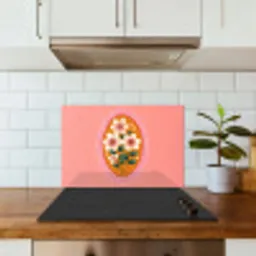 Illustratie - Bloemen - Rand - Roze keuken achterwand spatscherm klein -sfeer2