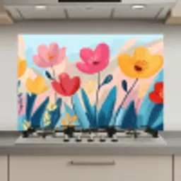 Illustratie - Bloemen - Kleurrijk keuken achterwand spatscherm klein -3d_website