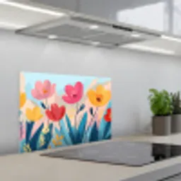 Illustratie - Bloemen - Kleurrijk keuken achterwand spatscherm klein -3d_schuin