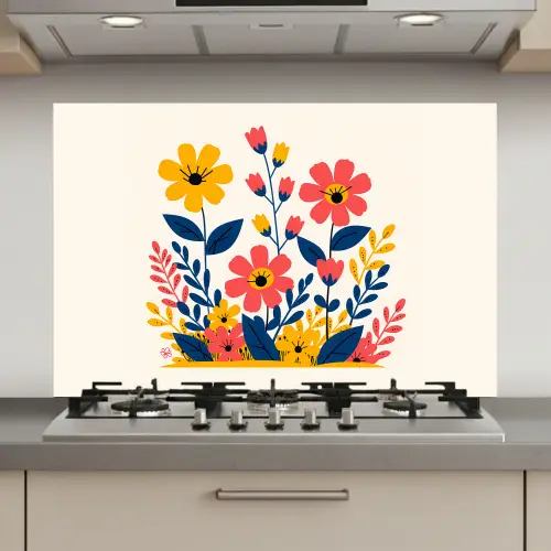 Illustratie - Bloemen - Bladeren - Roze keuken achterwand spatscherm klein -3d_website