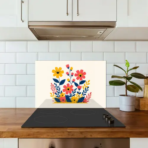 Illustratie - Bloemen - Bladeren - Roze keuken achterwand spatscherm klein -sfeer2