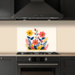 Illustratie - Bloemen - Bladeren - Roze keuken achterwand spatscherm klein -sfeer1