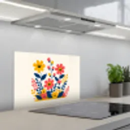 Illustratie - Bloemen - Bladeren - Roze keuken achterwand spatscherm klein -3d_schuin