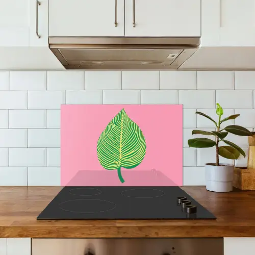 Illustratie - Blad - Minimalistisch - Groen keuken achterwand spatscherm klein -sfeer2
