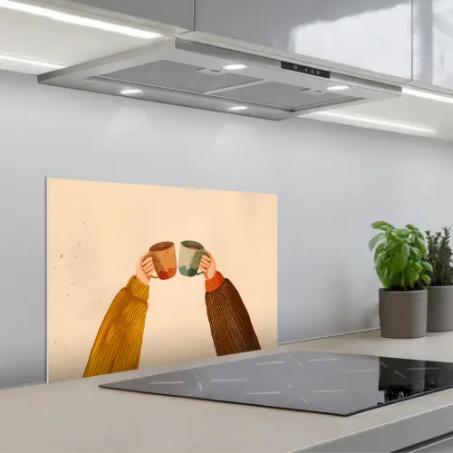 Illustratie - Mokken - Proosten - Bruin keuken achterwand spatscherm klein -3d_schuin