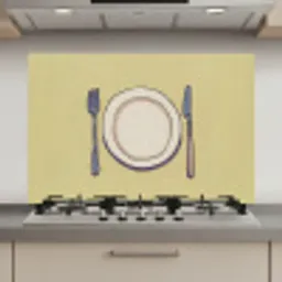 Illustratie - Bord - Bestek - Beige keuken achterwand spatscherm klein -3d_website