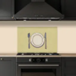 Illustratie - Bord - Bestek - Beige keuken achterwand spatscherm klein -sfeer1