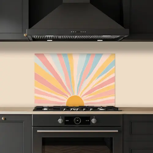 Illustratie - Zon - Pastelkleuren keuken achterwand spatscherm klein -sfeer1