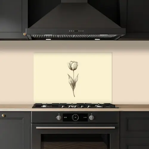 Illustratie - Tulp - Zwart keuken achterwand spatscherm klein -sfeer1