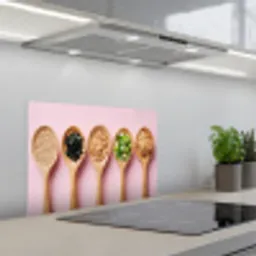 Ingrediënten - Lepels - Hout - Roze keuken achterwand spatscherm klein -3d_schuin