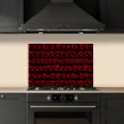 Verweven - Harten - Zwart - Rood keuken achterwand spatscherm klein 900 -sfeer1