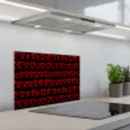 Verweven - Harten - Zwart - Rood keuken achterwand spatscherm klein 900 -3d_schuin