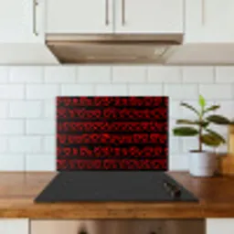 Verweven - Harten - Zwart - Rood keuken achterwand spatscherm klein 900 -sfeer2