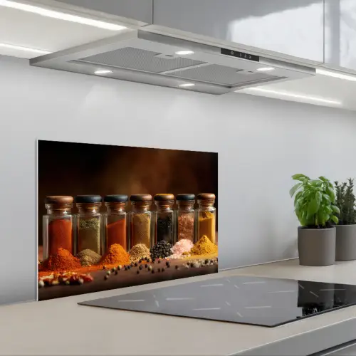 Potjes - Kruiden - Specerijen - Korrels keuken achterwand spatscherm klein -3d_schuin