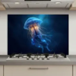 Kwal - Lichtgevend - Tentakels - Blauw keuken achterwand spatscherm klein -3d_website