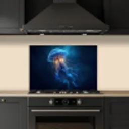Kwal - Lichtgevend - Tentakels - Blauw keuken achterwand spatscherm klein -sfeer1