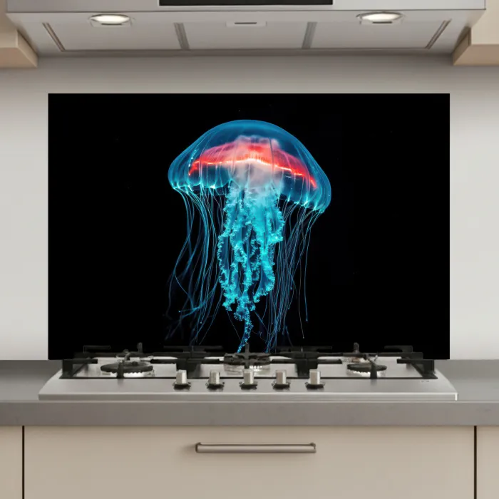 Kwal - Tentakels - Blauw - Licht keuken achterwand spatscherm klein -3d_website