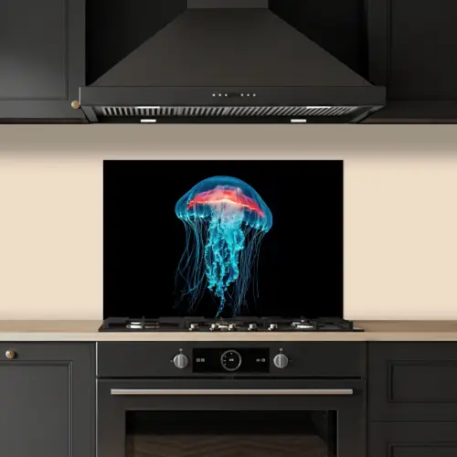 Kwal - Tentakels - Blauw - Licht keuken achterwand spatscherm klein -sfeer1